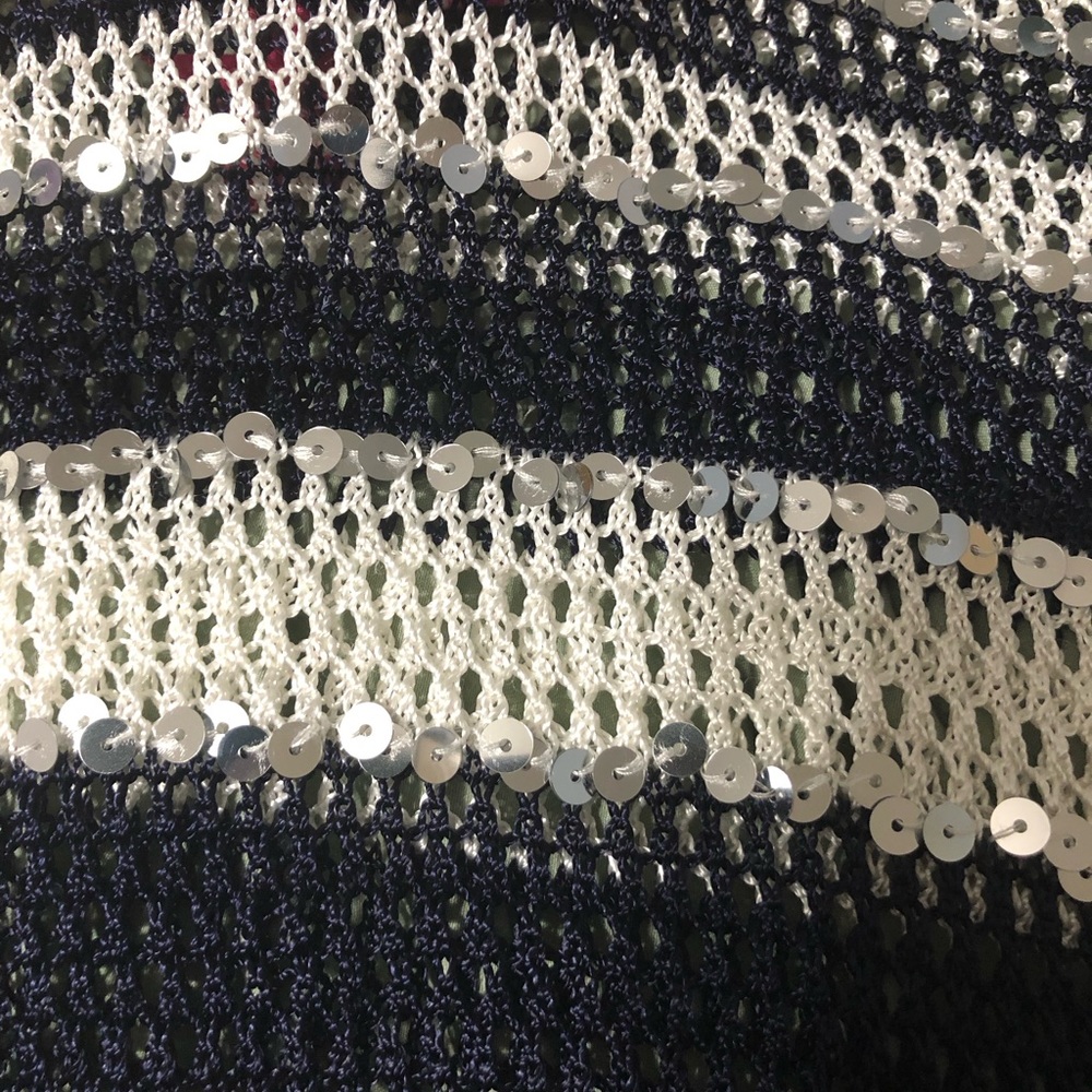 Chico’s open knit sequin pullover top swim cover up size Chico’s 2 or Large 12 - Picture 13 of 13